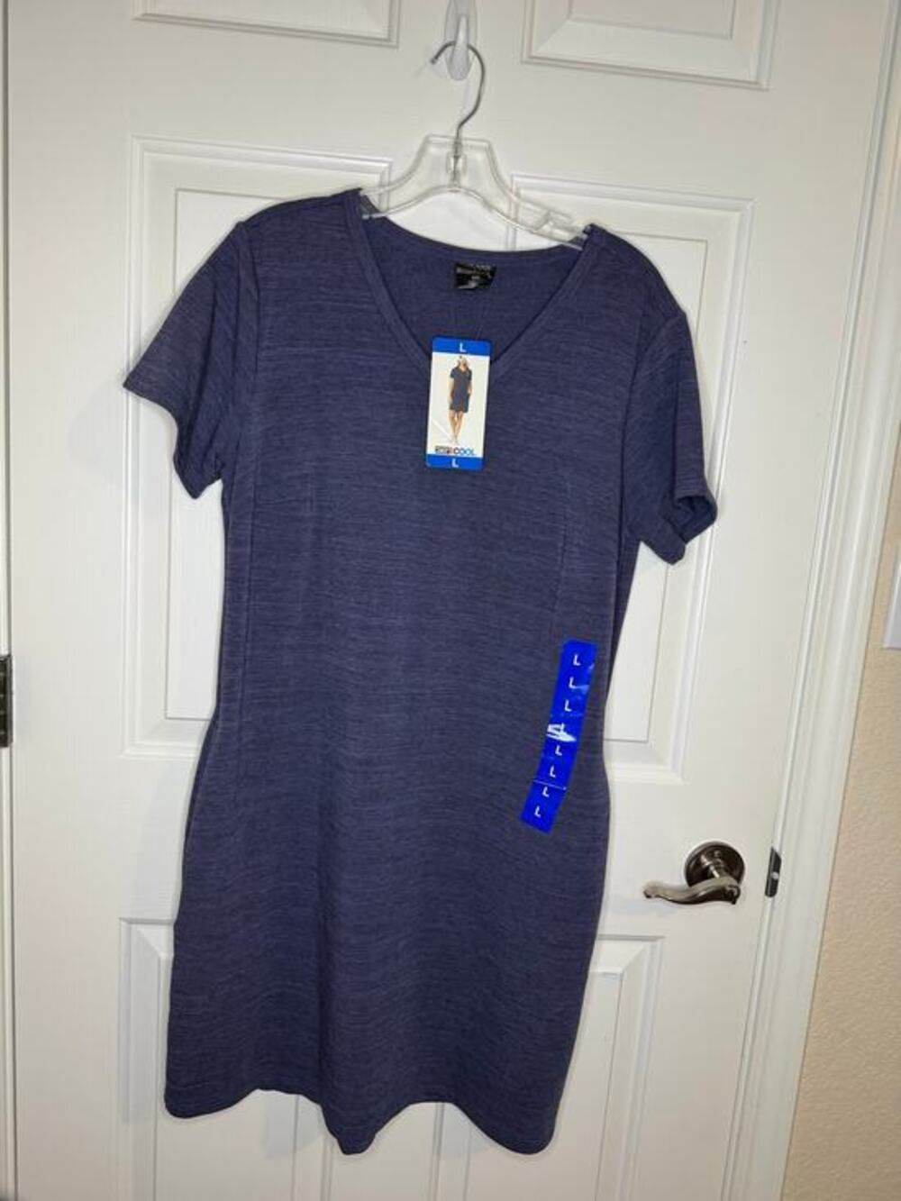 32 Degrees Cool New Women's Short Sleeve Relaxed Fit Pullover Dress Blue L